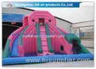 Custom Pink Double Inflatable Water Slides For Toddlers Plays With Pool