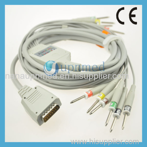 Shanghai Kohden 10 lead ekg cable Din 3.0mm plug IEC. U244-11DI