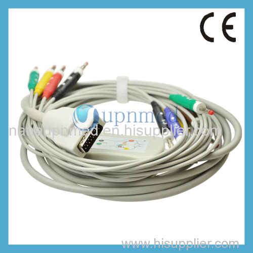 Patient monitor Burdick(Quinton) 10 lead ekg cable with learwires Banana 4.0 plug IEC. U245-11BI