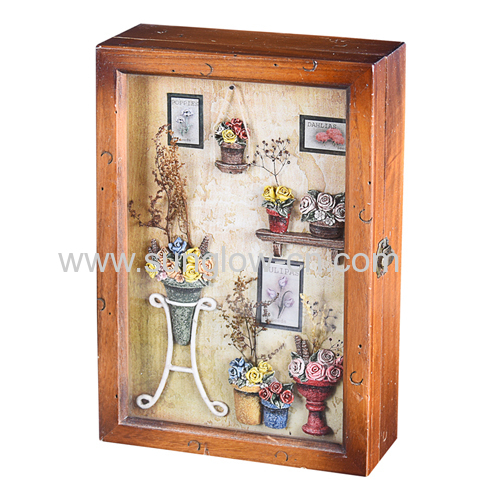 Wooden box with flowers window 