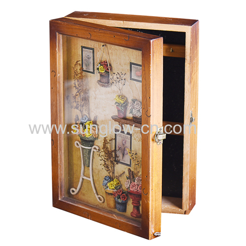 Wooden box with flowers window 