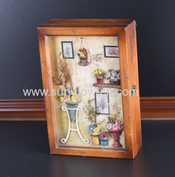 Wooden box with flowers window 