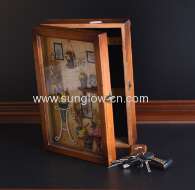 Wooden box with flowers window 