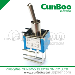 5A 3 clubfoot toggle switch/3A toggle switch with clubfoot/3A 250V mini on off toggle switch with PCB terminals