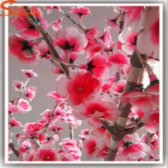 Pink silk flower metal tree artificial mini LED cherry blossom tree lights tree