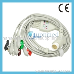 Philips 12 pins one piece 5-lead ecg cable Clip AHA U304-25CA