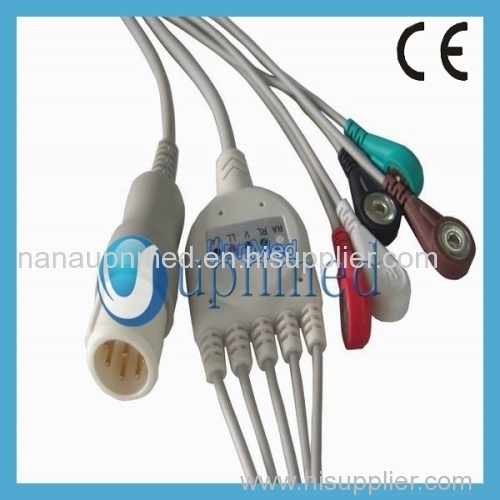 Philips 8 pins one piece 5-lead ecg cable Snap AHA U304-15SA