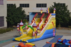 Cartoon theme large inflatable slide with bouncy