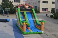 Monkey inflatable slide with bouncer land