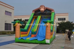 Monkey inflatable slide with bouncer land