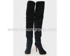 Fashion black over knee high heel dress boots