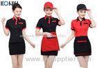 Red And Black Color Restaurant Shirts Uniforms For Waitresses