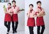 Stripe Shirt Restaurant Staff Uniforms Embroidered Workwear For Women