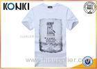 Polyester / Cotton Plain White Round Neck T Shirts Printing For Man