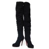 Black pull on high heel boots