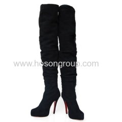 Fashion black pull on stiletto dress boots