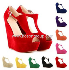 New style wedge heel buckle sandals