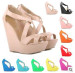 New fashion straps zip wedge heel sandals