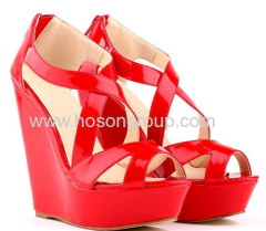 New fashion open toe zip wedge heel sandals