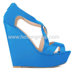 New fashion open toe zip wedge heel sandals