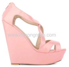 New fashion open toe zip wedge heel sandals