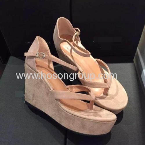 New style suede clip toe buckle strap wedge sandals