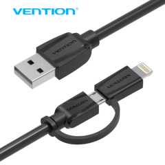 Vention 2 in 1 Micro USB Cable Sync Data Charger Cable For iPhone 5 6 6s Plus For Samsung Galaxy Android Phone