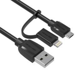 2 in 1 Micro USB Cable Sync Data Charger Cable For iPhone 5 6 6s Plus For Samsung Galaxy Android Phone