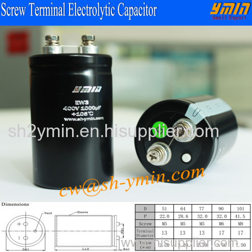 High Power Capacitor 400V Screw Terminal Aluminium Electrolytic Capacitor RoHs