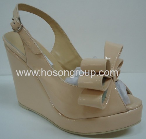 Fashion bowtie sling back wedge heel sandals