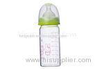 Heat Resistant Glass Baby Bottles Double Colour Ring With Silicone Nipple