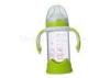 Anti - Drop Wide Neck Glass Baby Bottles With Double Colored Handle 220ML