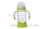 Anti - Drop Wide Neck Glass Baby Bottles With Double Colored Handle 220ML