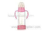 Clear Glass Baby Bottles With Handle 180ML Pink Color Shockproof BPA Free