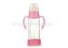 Clear Glass Baby Bottles With Handle 180ML Pink Color Shockproof BPA Free