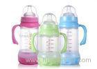 Double Deck Borosilicate Glass Baby Bottles 180ML With Handles Wide Neck