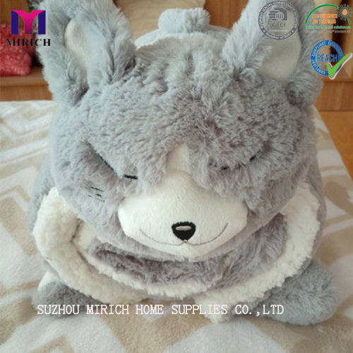 Two Layer Sherpa Baby Blankets with Rabbit Toy Pattern