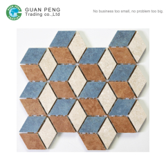Porcelain Glazed Floor Mosaic Art Design Diamond Shaped Cube 3d Marble Mosaic Tiles