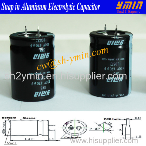 85C 3000 Hours SN3 Series Capacitor 16V ~ 500V 100uF ~ 56000uF Snap in Aluminium Electrolytic Capacitor RoHS