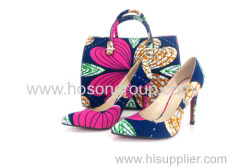 African Printed Fabric Ladies Shoes with purse