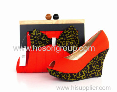 African Printed Fabric Ladies Shoes With Matching Bags