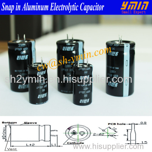 105C 3000 Hours Capacitor 16V ~ 50V 68uF ~ 47000uF Snap In Aluminium Electrolytic Capacitor RoHS