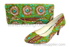 African Printed Fabric Shoes With Purses