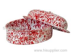 granite white+red color painted enamel oval roaster pan