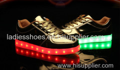 PU patent leather lace men casual shoes with led light