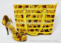 Shining Gold Color High Heel Women Shoes with matching bags