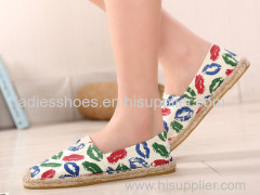 unisex printed ramie sole shoes espadrilles canvas shoes