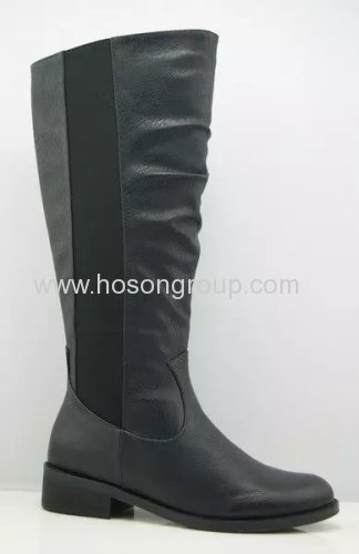 Black clip on chunky heel boots