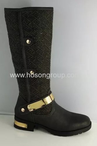 Chunky heel metal decorated women boots