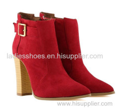 latest fashion high heell red color boot with beige buckle